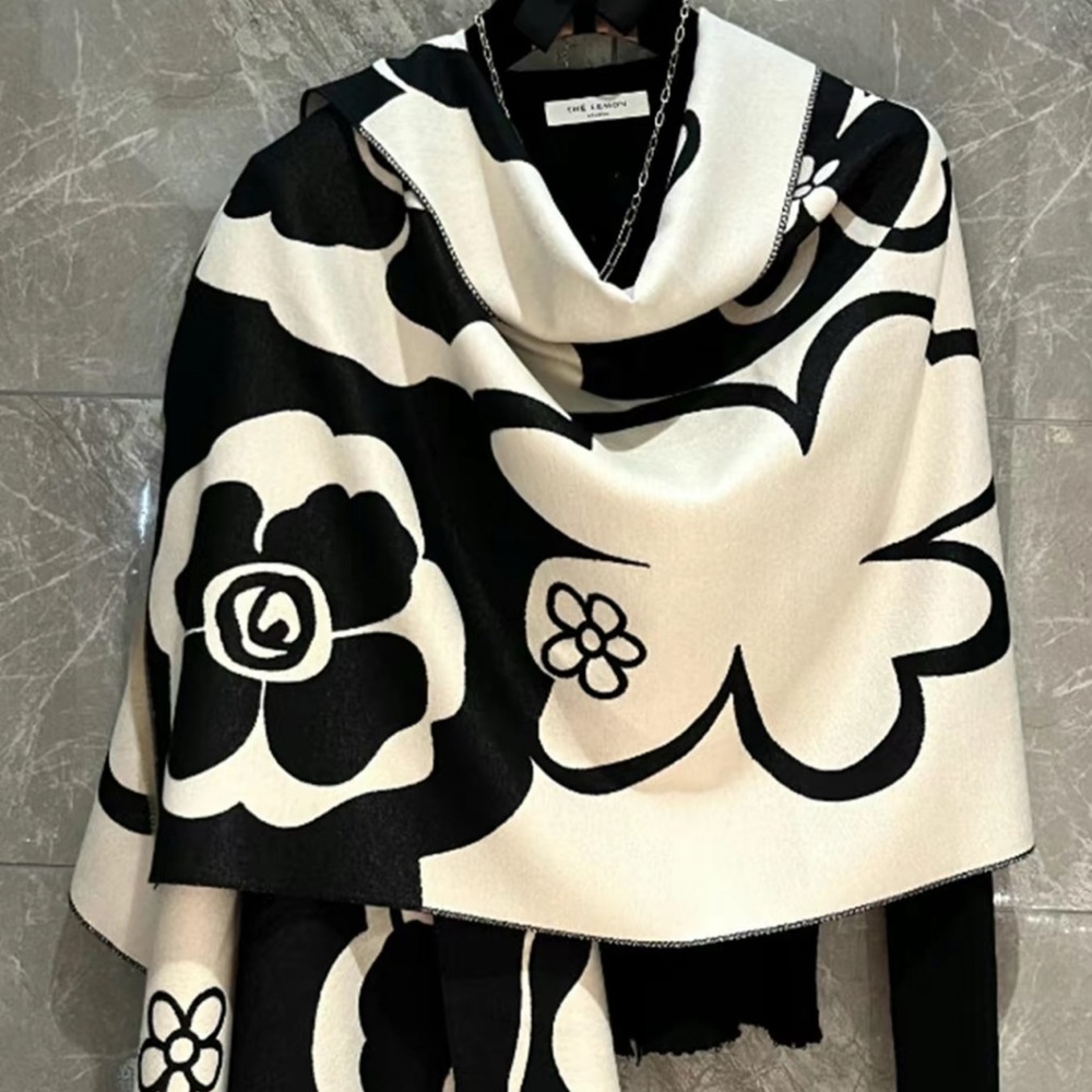 CC inspired Black and White Floral Scarf